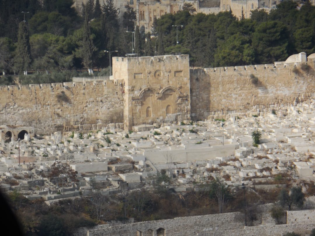 The Temple on Mt. Moriah picture taken from Mt. of Olives Church Trainer